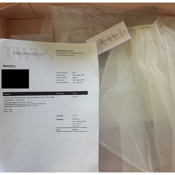 Two-Layer Shoulder Length Wedding Veil with a Pencil Edge main image 5